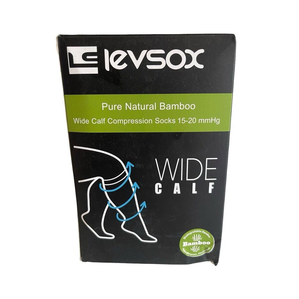LEVSOX Pure Natural Bamboo Compression Socks New ( Box Has Damage) 15-20 Wide